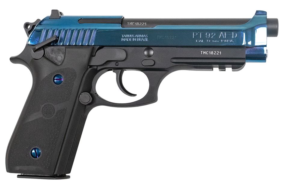 Taurus PT92 9mm Pistol with Polished PVD Slide and Hogue Grips